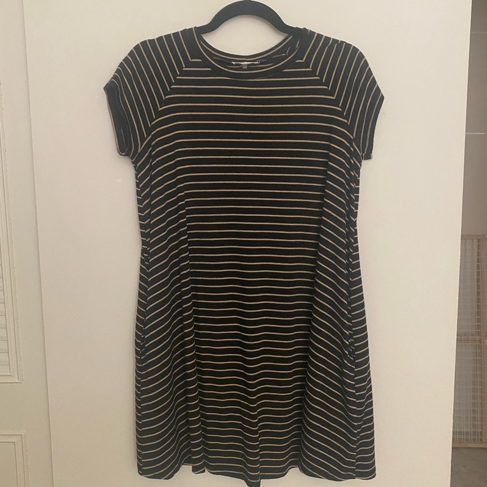 **3 for $20** Striped Black and Tan Dress